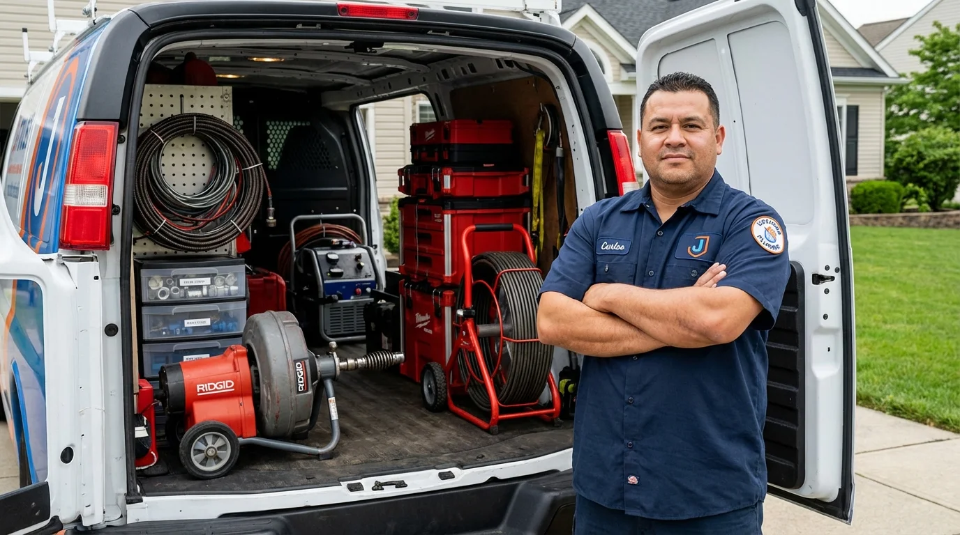 Professional drain cleaning equipment and Johns Plumbing LLC plumber in Schaumburg