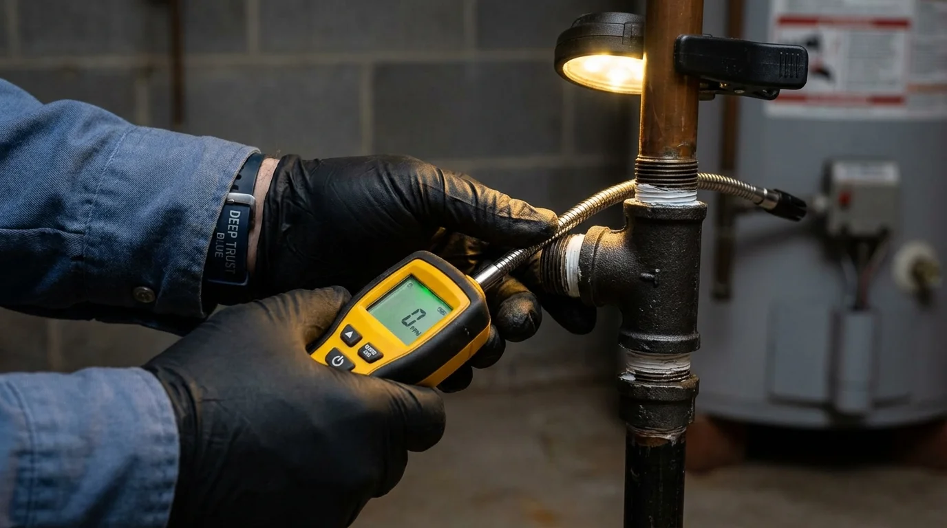 Gas leak detection with electronic sniffer by Johns Plumbing LLC in Schaumburg